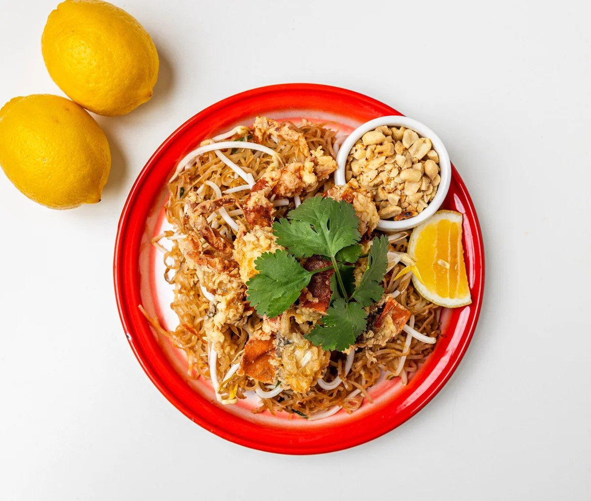 Soft-shell crab Pad Thai with peanuts, coriander and lemon at Rim Thang Thai, Glenelg