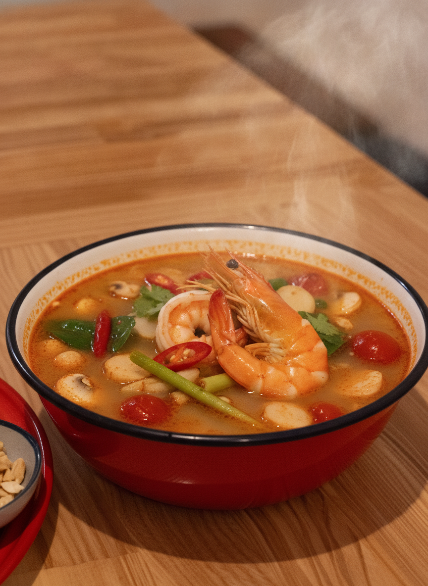 Tom Yum soup with prawns